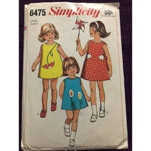 Simplicity 6475 pattern Girls Aline dress sz 2